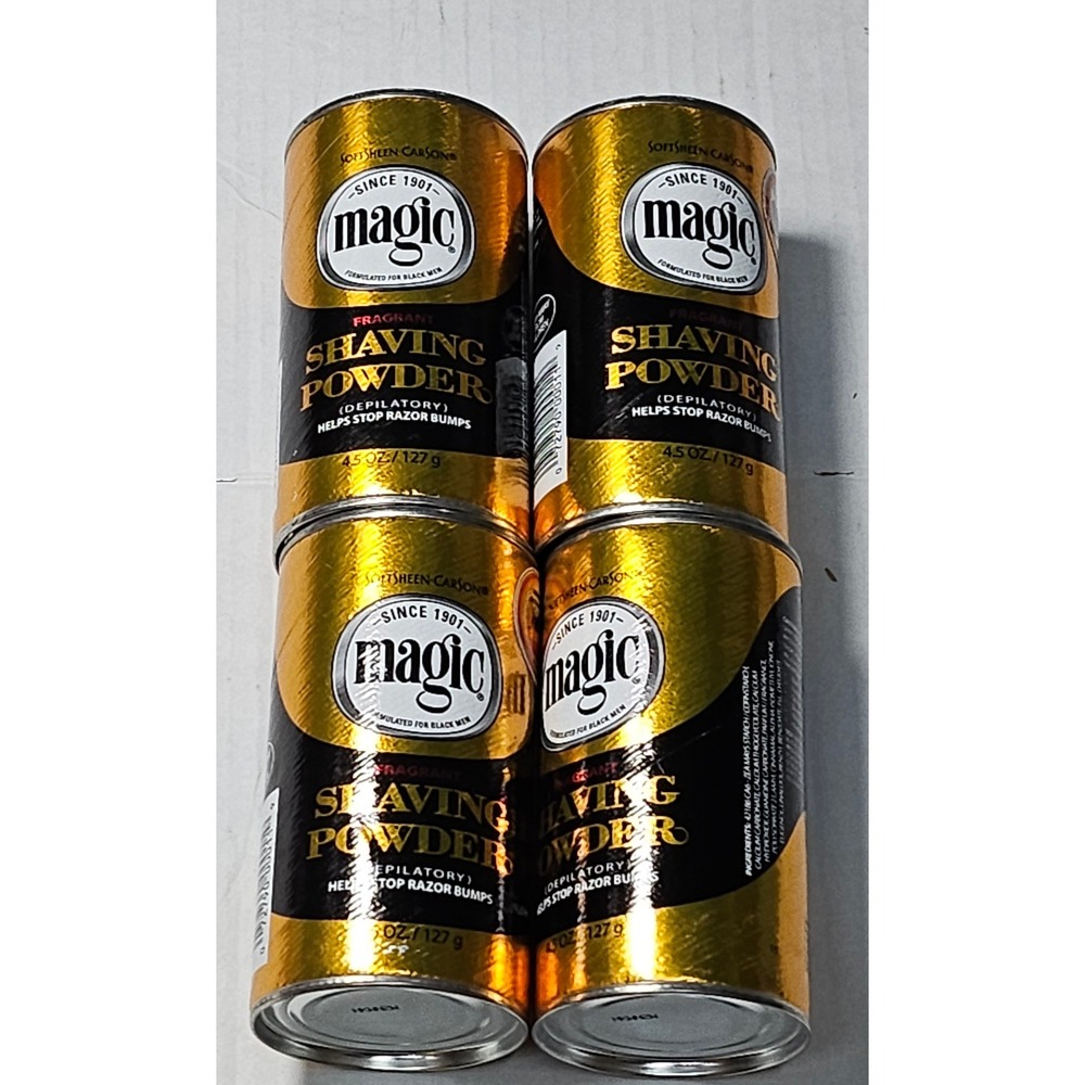 4 Pack Magic Shaving Powder Fragrant Gold Depilatory Razorless 4.5oz 127g Cans - Picture 8 of 9